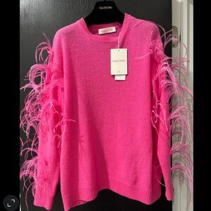 Valentino ostrich feather virgin wool sweater NWT